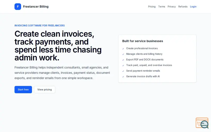 Screenshot of Freelancer Bill