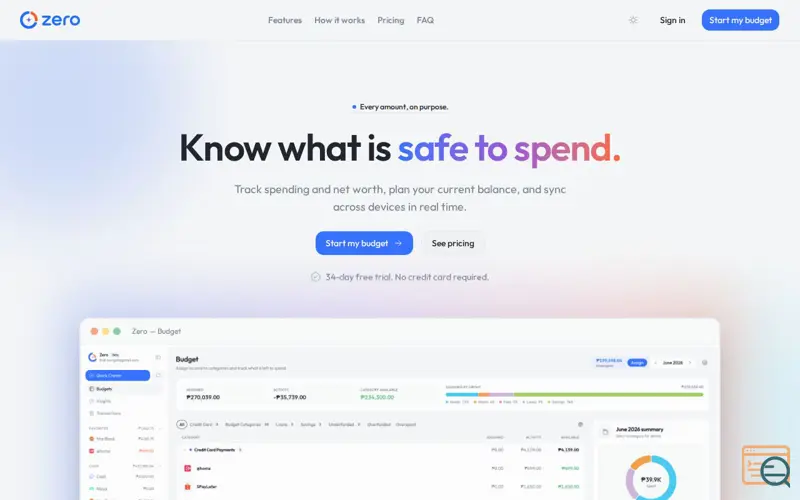 Screenshot of Zero: Budget to Zero | Know what's safe to spend