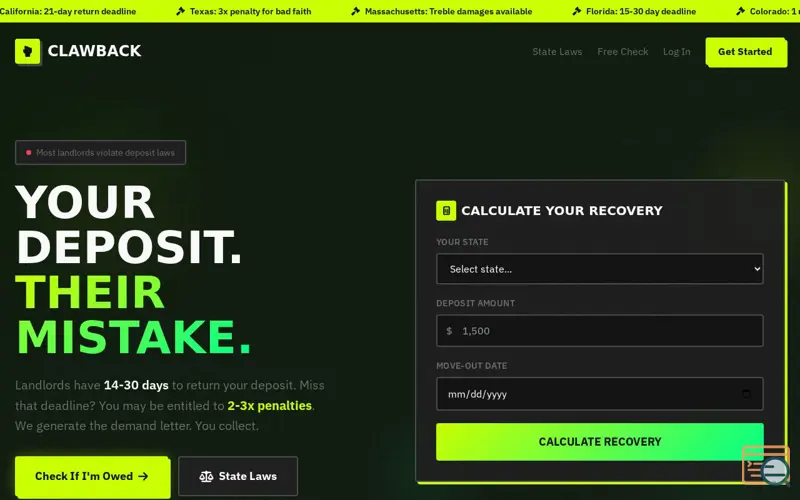 Screenshot of Clawback