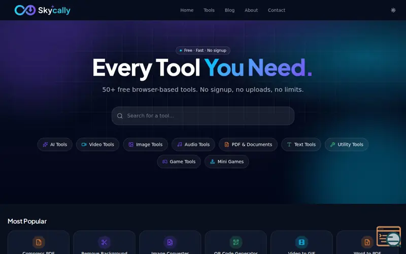 Screenshot of Skycally