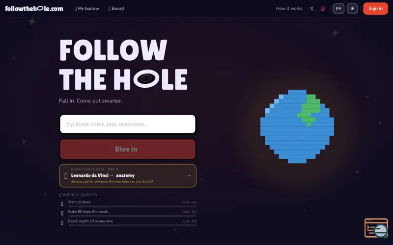 Screenshot of Follow The Hole
