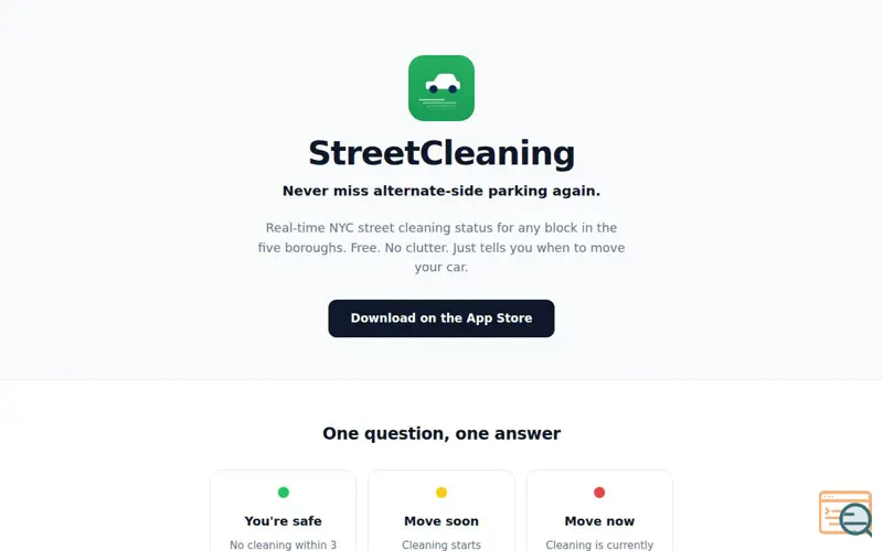 Screenshot of NYC Street Cleaning
