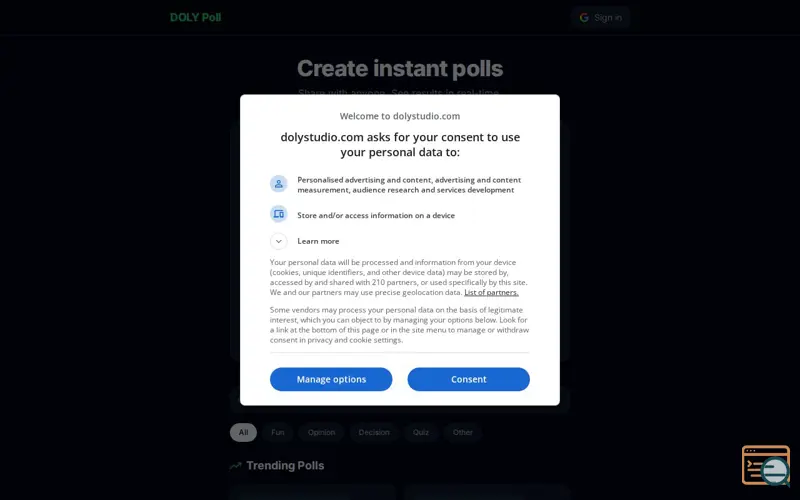 Screenshot of DOLY Poll