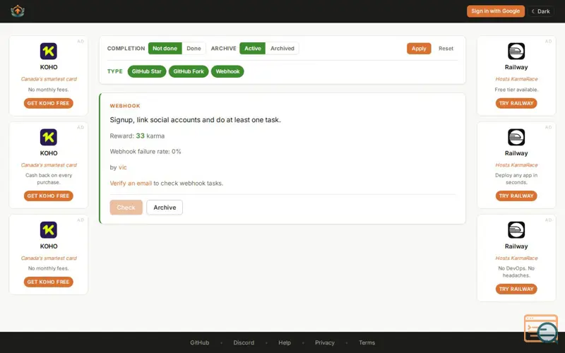Screenshot of KarmaRace