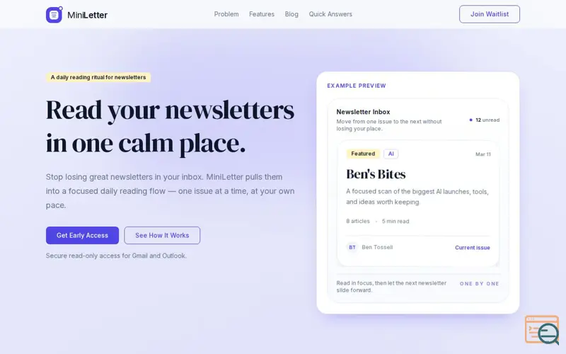 Screenshot of MiniLetter