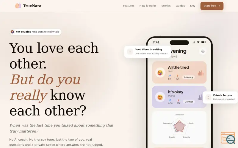 Screenshot of TrueNara