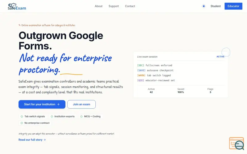 Screenshot of SafeExam