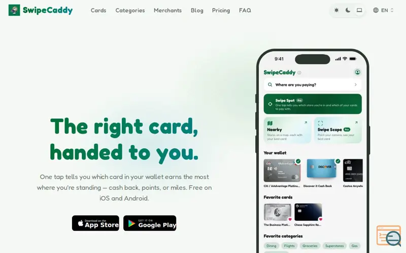 Screenshot of SwipeCaddy