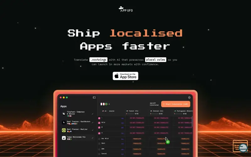 Screenshot of AppUFO - Localize iOS Apps with AI on macOS