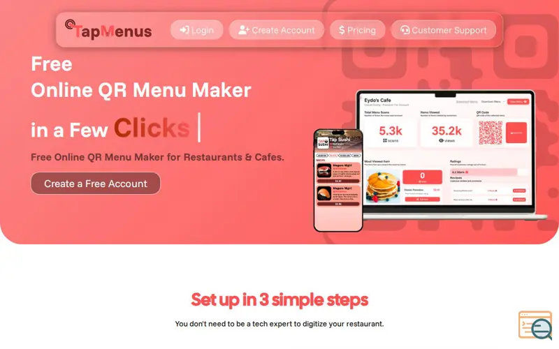 Screenshot of Online QR Menu Maker