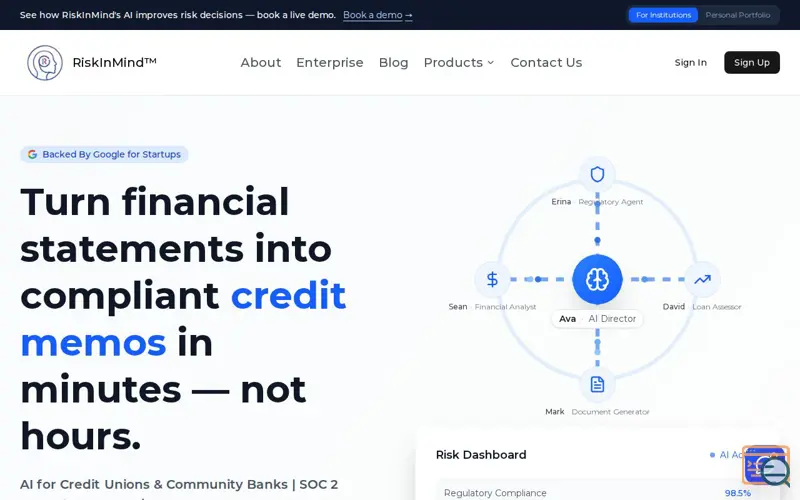 Screenshot of RiskInMind.ai
