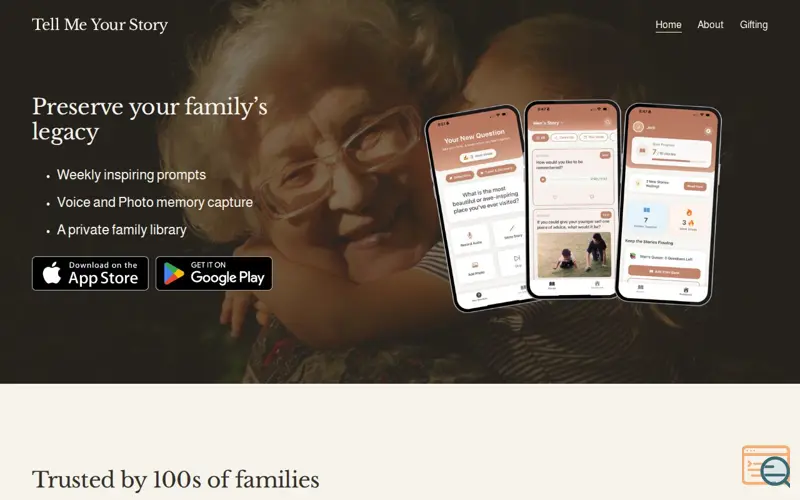 Screenshot of Tell Me Your Story
