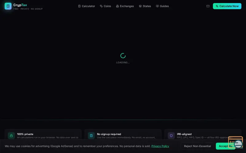 Screenshot of CrypTax