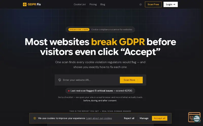 Screenshot of GDPR Fix