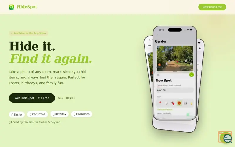 Screenshot of HideSpot