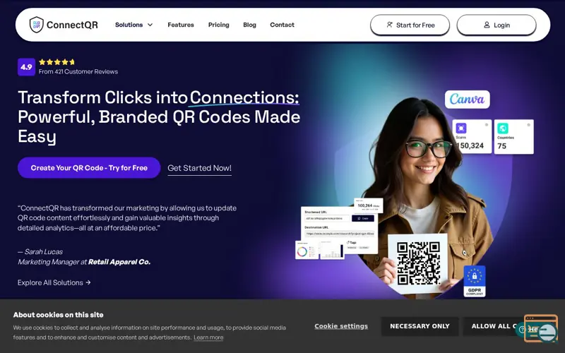 Screenshot of ConnectQR, a launch using Freshworks