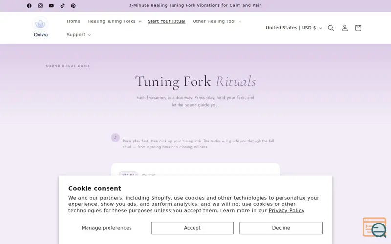 Screenshot of Ovivra — 3-Minute Sound Ritual