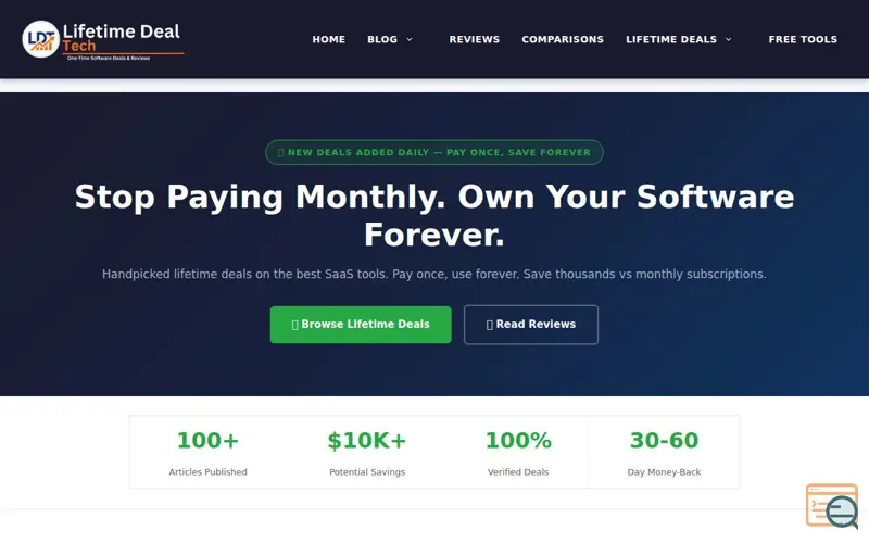 Screenshot of Lifetime Deal Tech