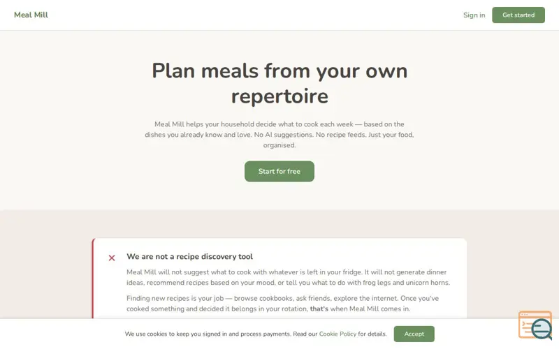 Screenshot of Meal Mill
