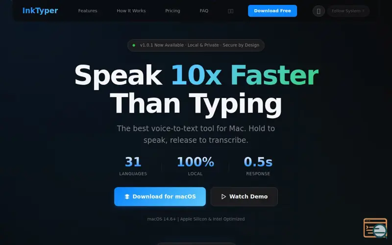 Screenshot of Inktyper, a launch using Cloudflare