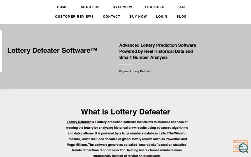 Screenshot of Lottery Defeater Software