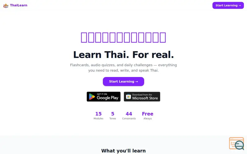 Screenshot of ThaiLearn