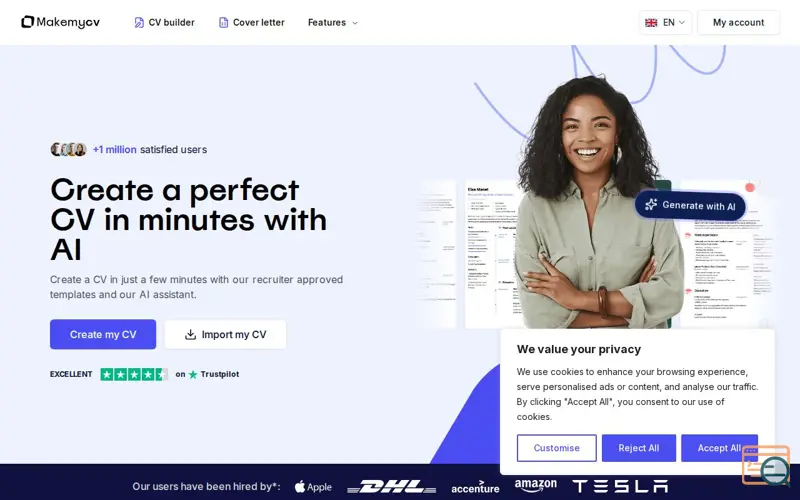 Screenshot of MakeMyCV