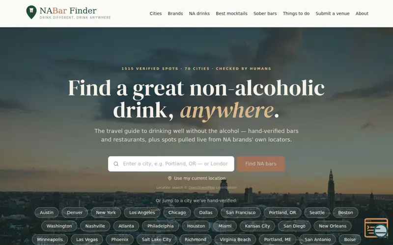 Screenshot of NA Bar Finder