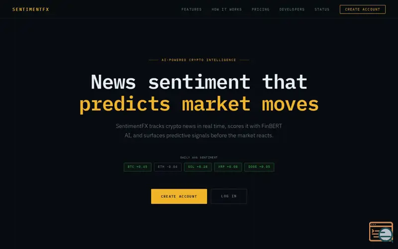 Screenshot of SentimentFX