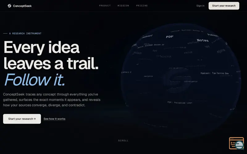 Screenshot of ConceptSeek