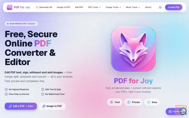 Screenshot of PDF For Joy