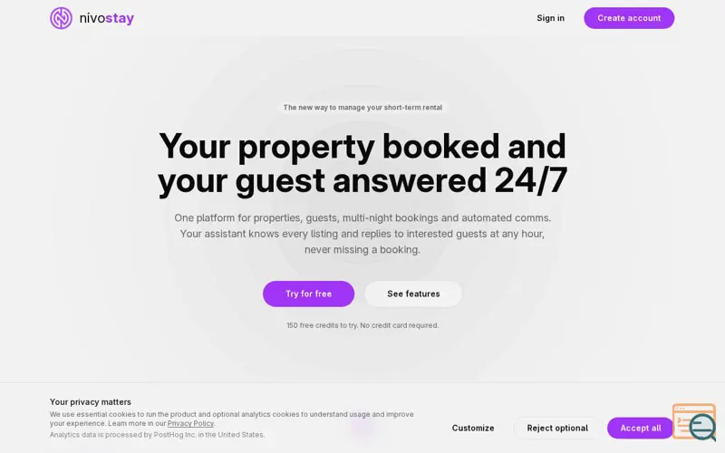 Screenshot of NivoStay