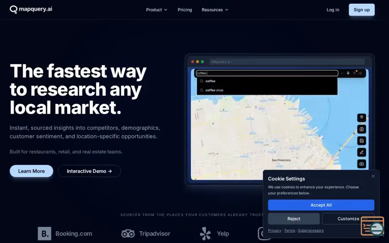 Screenshot of Mapquery.ai, a launch using ElevenLabs