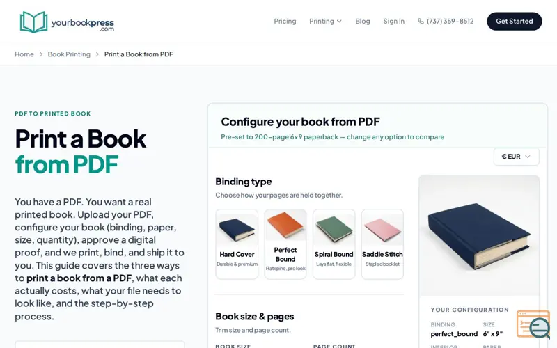 Screenshot of YourBookPress