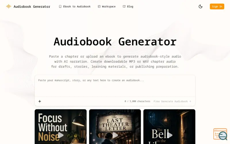 Screenshot of Audiobook Generator