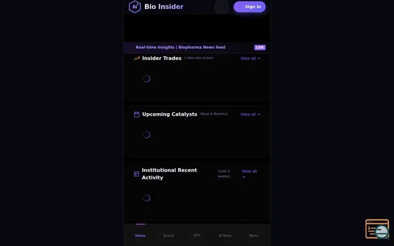 Screenshot of Bio Insider