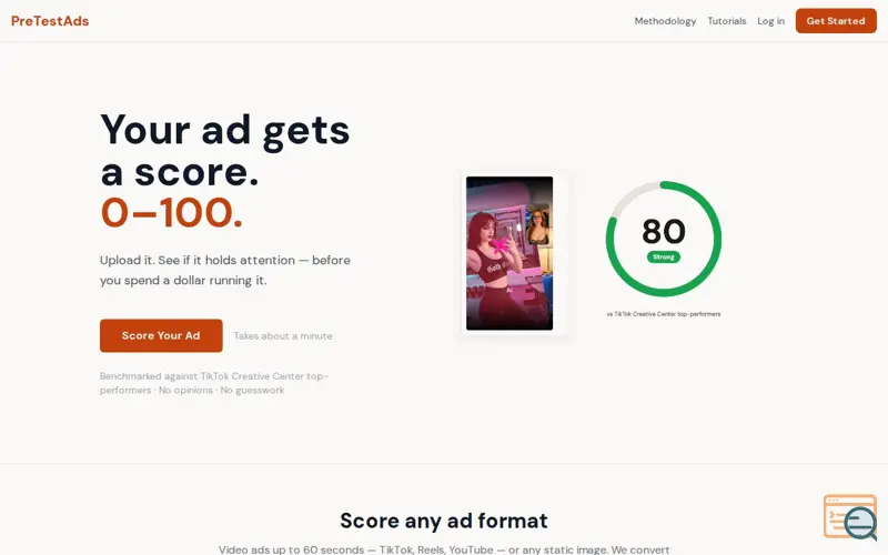 Screenshot of PreTestAds