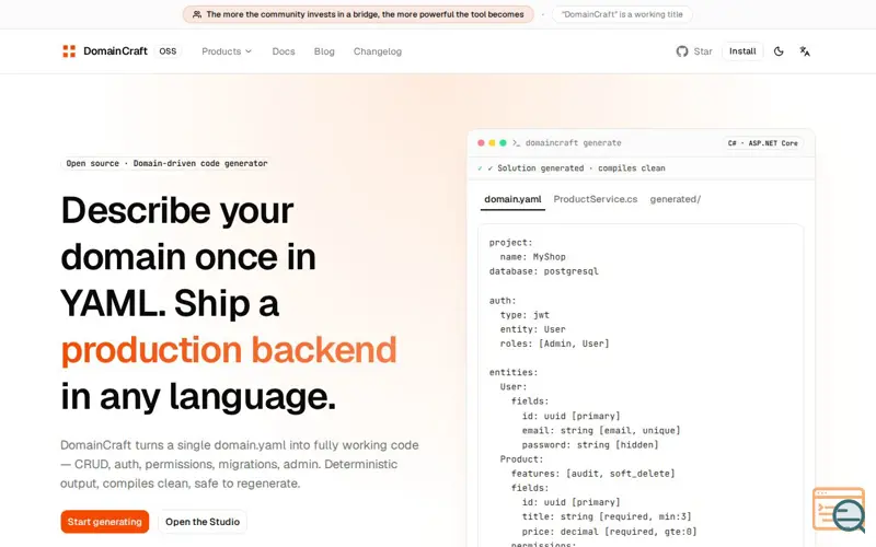 Screenshot of DomainCraft
