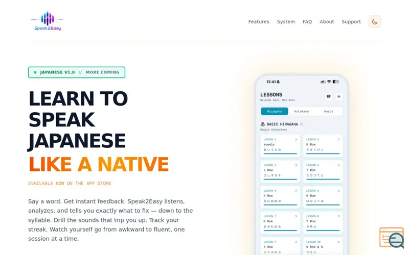 Screenshot of Speak2Easy