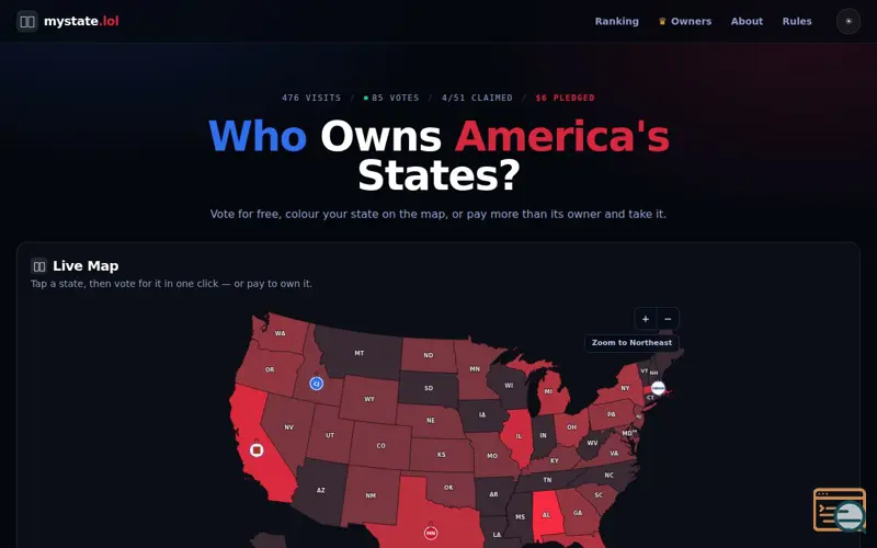 Screenshot of mystate.lol