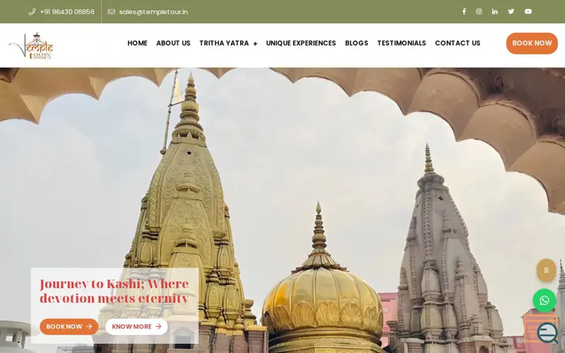 Screenshot of Temple Tours | Travel Agency In Varanasi