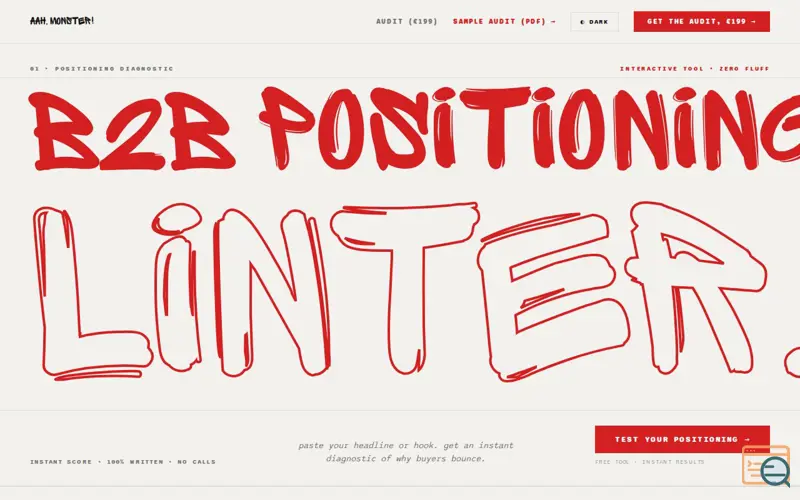 Screenshot of B2B Positioning Linter by aah, monster!