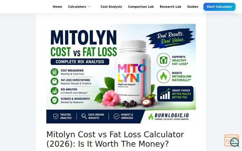 Screenshot of Mitolyn Cost vs Fat Loss Calculator
