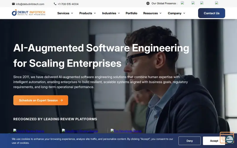 Screenshot of Debut Infotech, a launch using Clutch