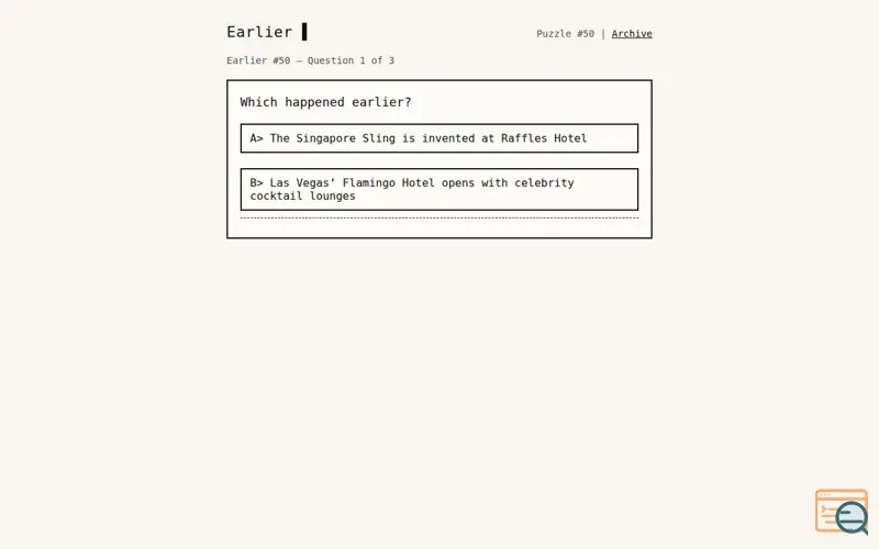 Screenshot of Earlier - The Daily Timeline Game
