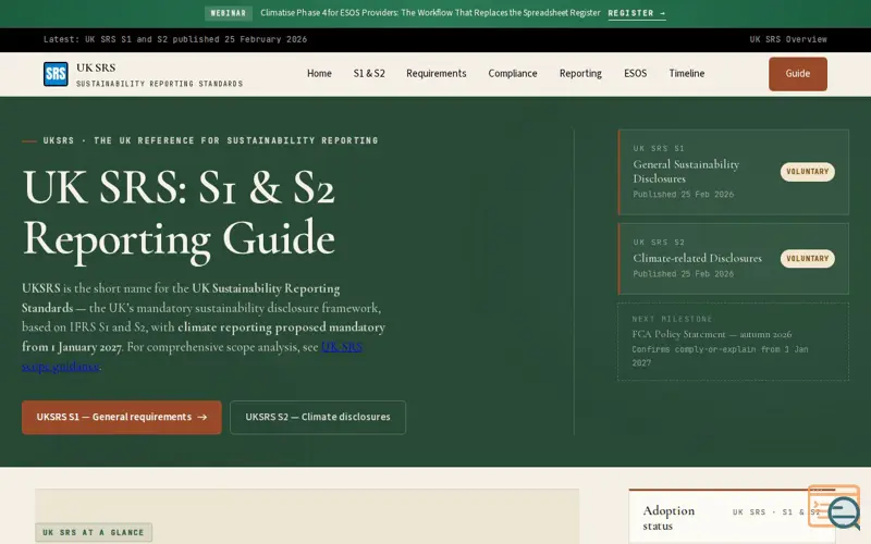 Screenshot of UK SRS Implementation Guide