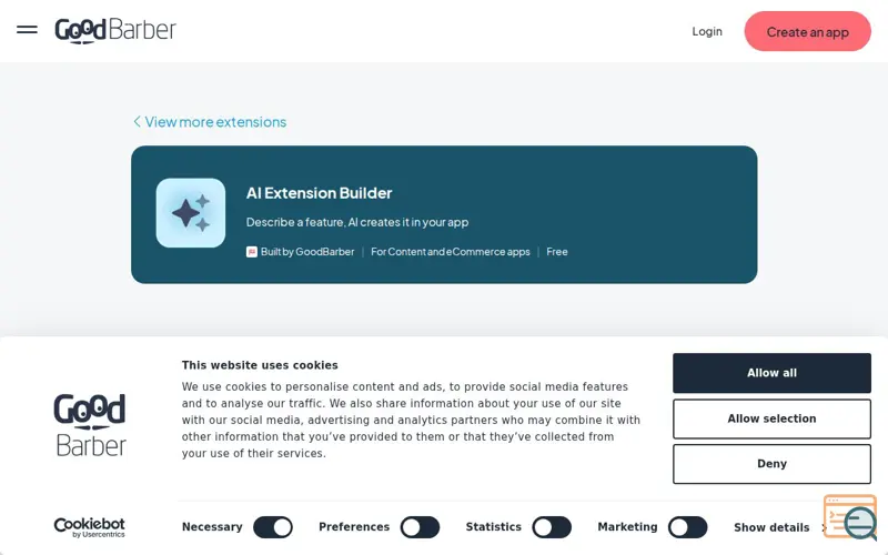 Screenshot of GoodBarber - AI Extension Builder