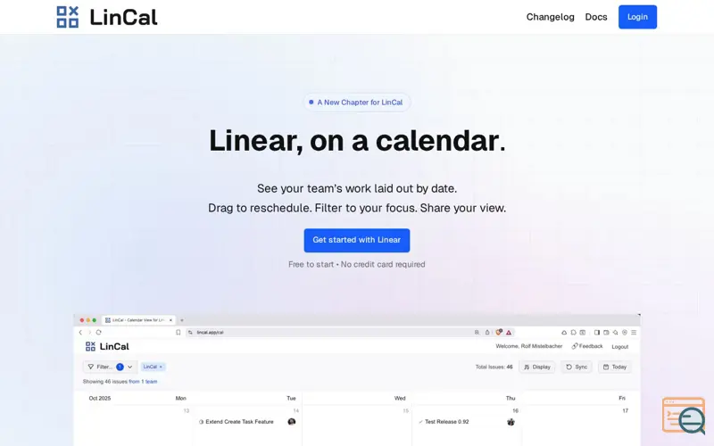 Screenshot of LinCal
