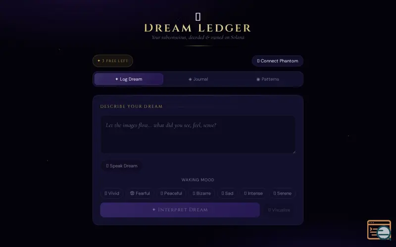 Screenshot of Dream Ledger