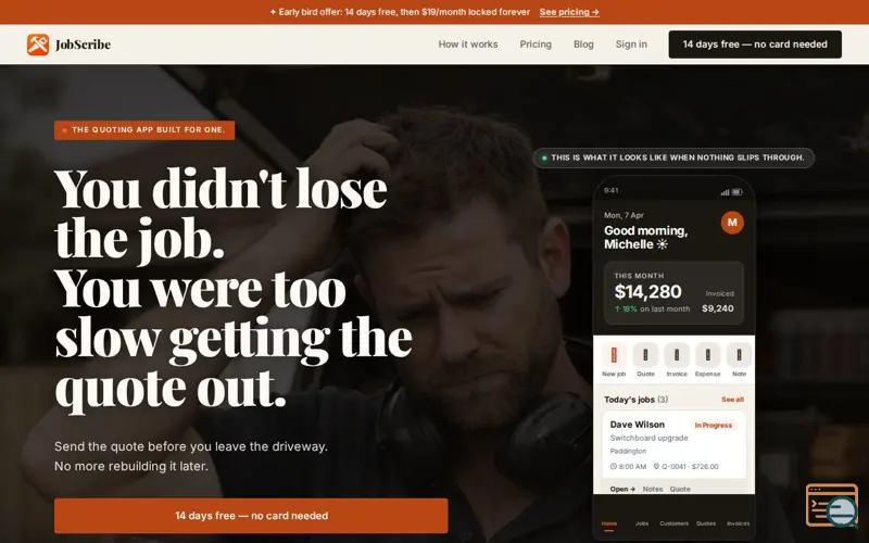Screenshot of JobScribe